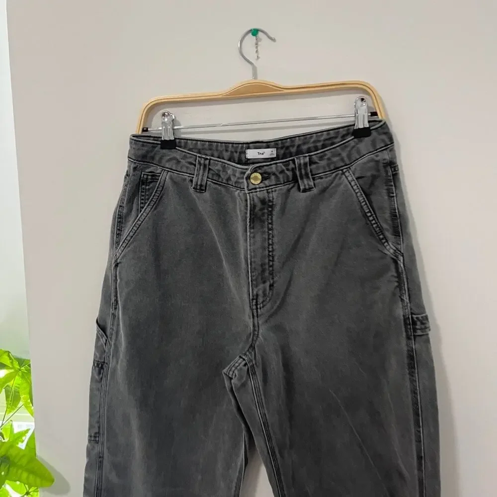 Aritzia Tna Gray Cargo Relaxed Fit Baggy Jeans Size 10t